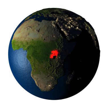 Uganda kırmızı üzerine beyaz izole yeryüzünde