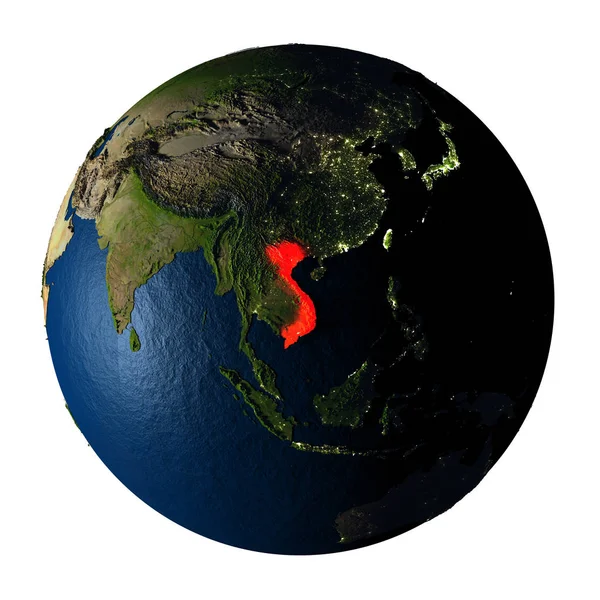 赤白で隔離地球上でベトナム — ストック写真