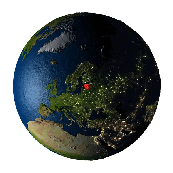 Estonsko v červené barvě na zemi izolované na bílém — Stock fotografie