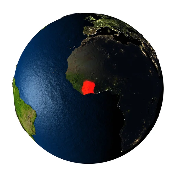 赤白で隔離地球上でコートジボワール — ストック写真