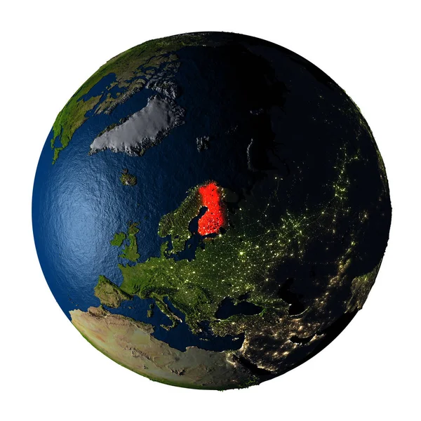 Finsko v červené barvě na zemi izolované na bílém — Stock fotografie