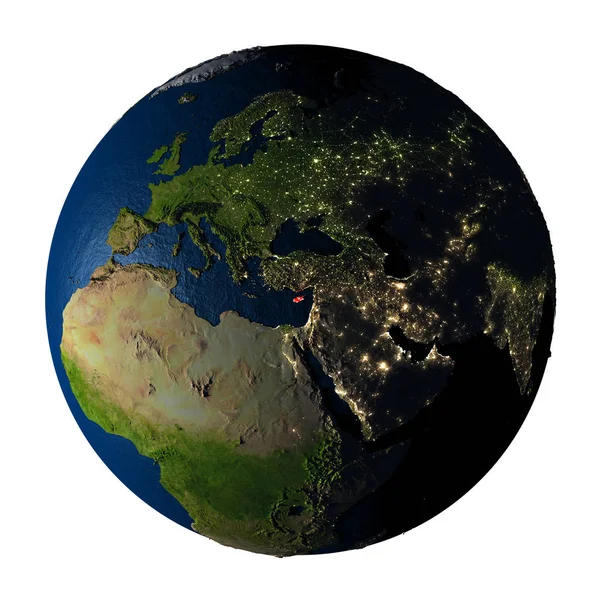 Cipro in rosso sulla Terra isolato su bianco — Foto Stock