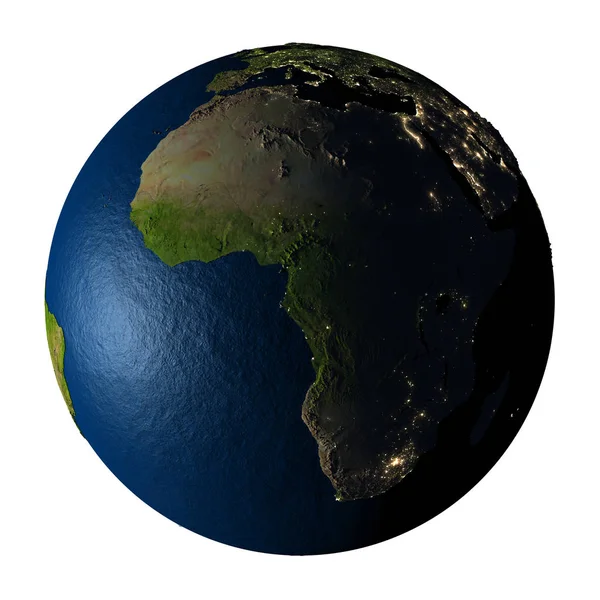 Gabon in het rood op aarde geïsoleerd op wit — Stockfoto