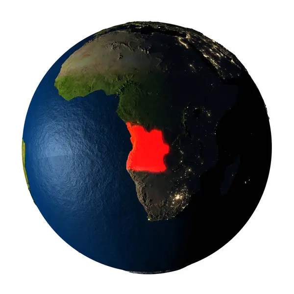 Angola v červené barvě na zemi izolované na bílém — Stock fotografie