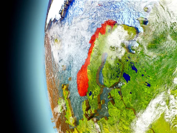 Noruega no planeta Terra a partir do espaço — Fotografia de Stock