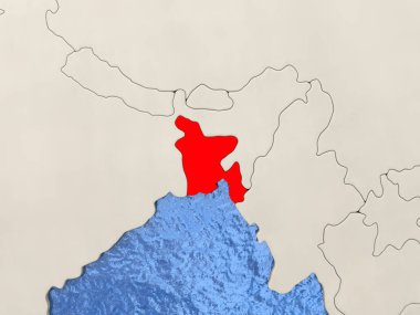 Bangladeş haritası üzerindeki