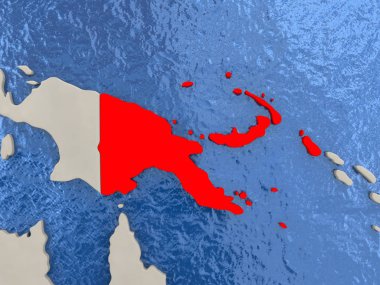 Papua Yeni Gine haritası üzerindeki