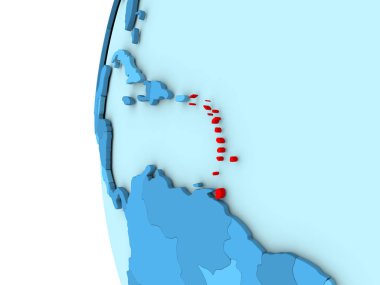 Caribbean mavi küre üzerinde