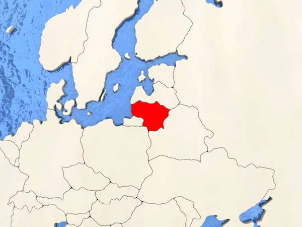 Lituania en el mapa — Foto de Stock
