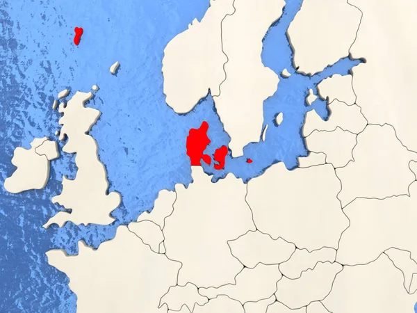 Denmark on map — Stock Photo, Image