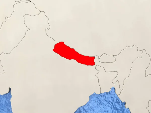 尼泊尔地图 — 图库照片