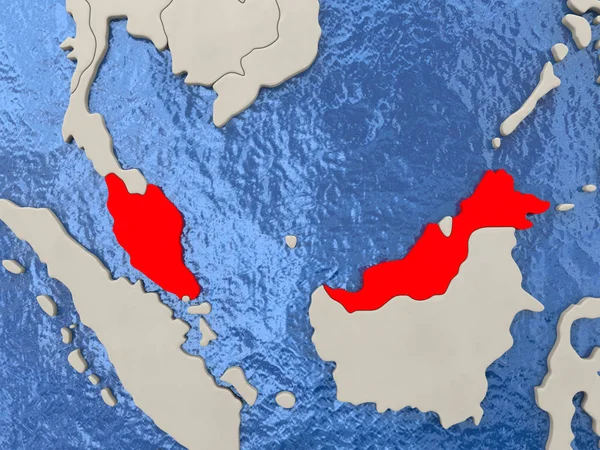 Malasia en el mapa — Foto de Stock