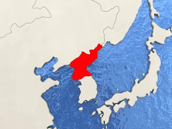 Kuzey Kore haritası üzerindeki — Stok fotoğraf
