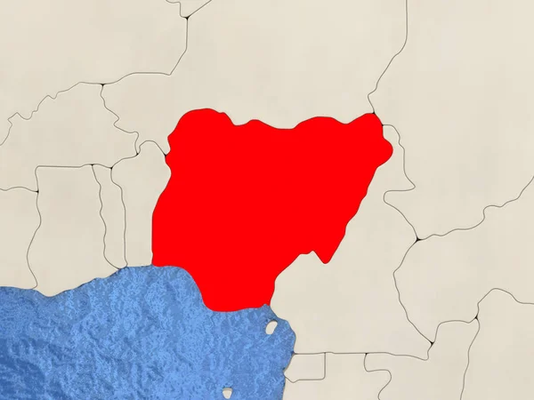 Нігерія на карті — стокове фото