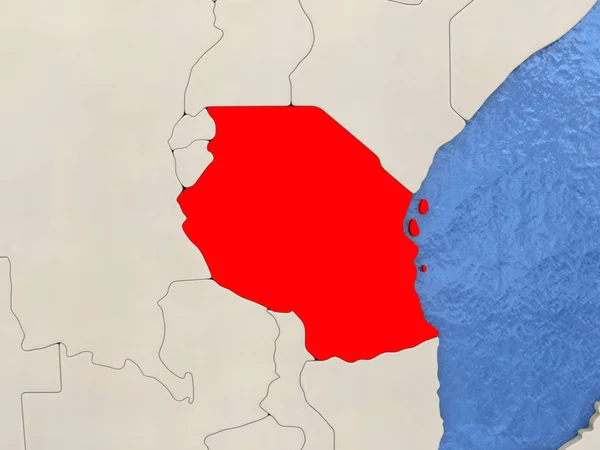 Τανζανία στο χάρτη — Φωτογραφία Αρχείου