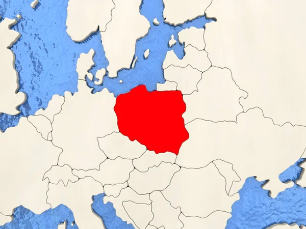Polsko na mapě — Stock fotografie