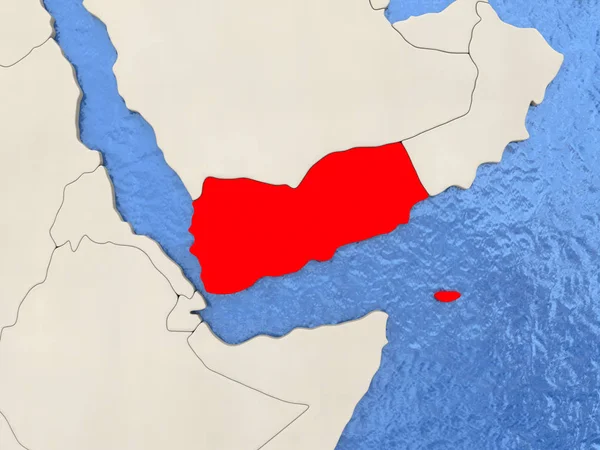Йемен на карте — стоковое фото