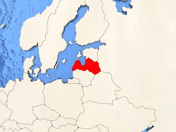 Lotyšsko na mapě — Stock fotografie
