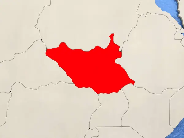 Jižní Súdán na mapě — Stock fotografie