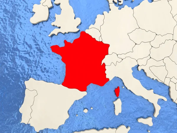 Francie na mapě — Stock fotografie