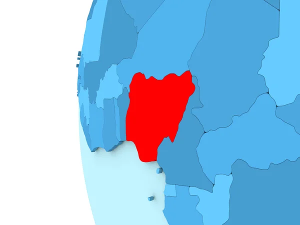Nigeria auf blauem Globus — Stockfoto