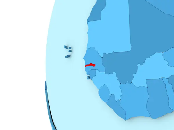 Gambia auf blauem Globus — Stockfoto