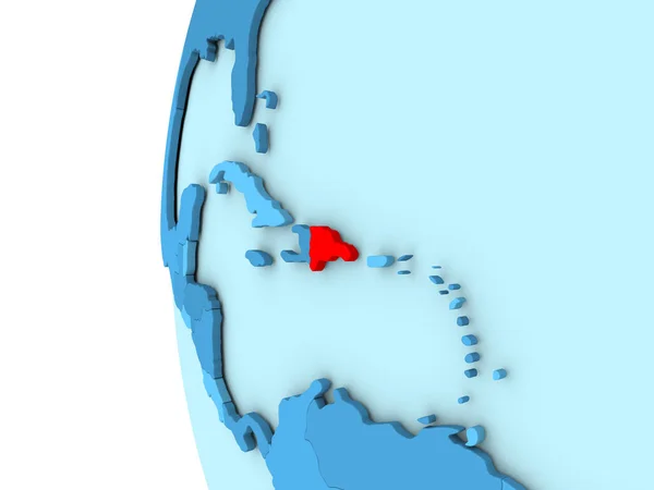 Dominican Republic on blue globe — Stock Photo, Image