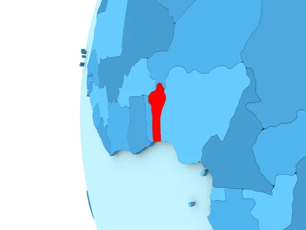 Benin auf blauem Globus — Stockfoto