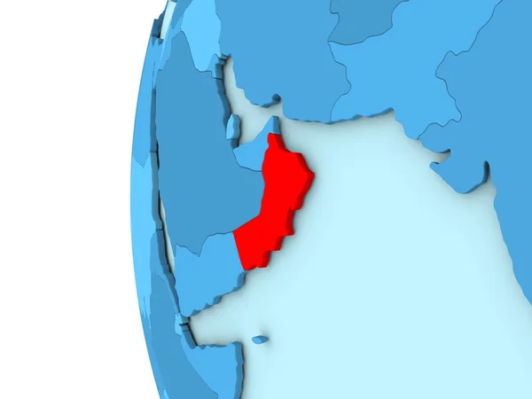 Oman på blå jordglob — Stockfoto