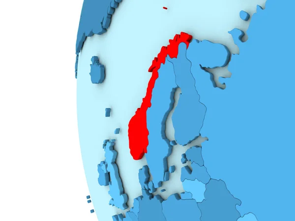 Норвегія на синій глобус — стокове фото