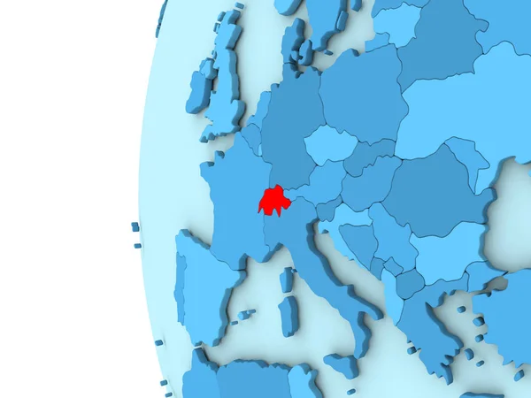 Svizzera sul globo blu — Foto Stock