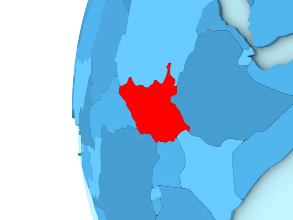 Sud Sudan sul globo blu — Foto Stock