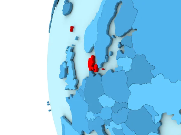 Danimarca sul globo blu — Foto Stock
