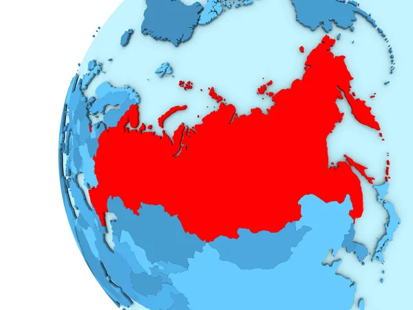 Russland auf blauem Globus — Stockfoto