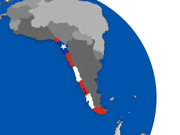 Чили и его флаг на земном шаре — стоковое фото