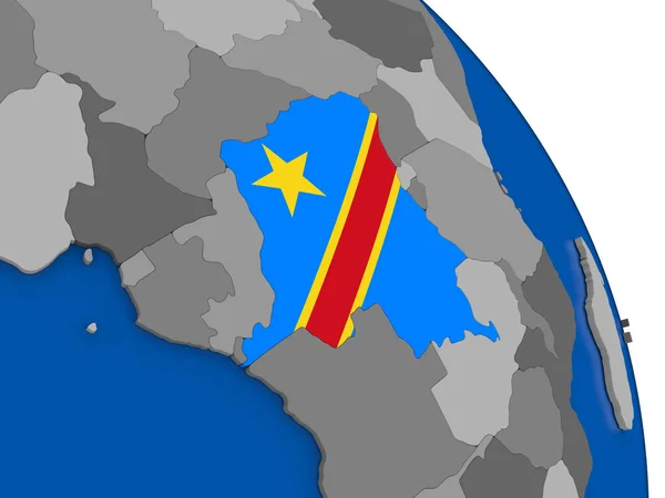 Demokratiska republiken Kongo och dess flagga på Globen — Stockfoto