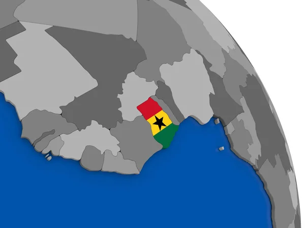 Le Ghana et son drapeau sur la planète — Photo