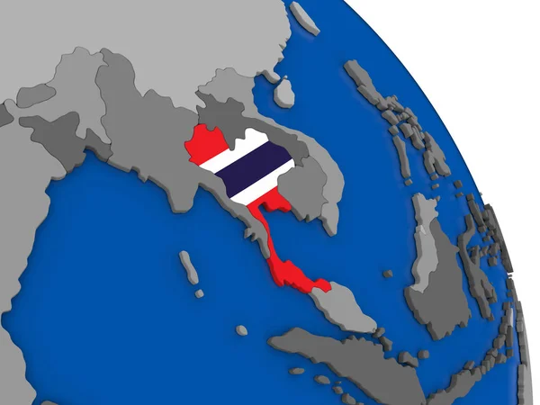 Таиланд и его флаг на глобусе — стоковое фото