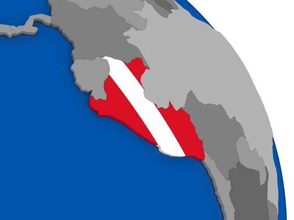 Peru and its flag on globe — Stock Photo, Image