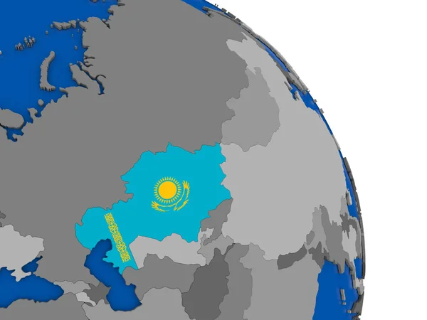 카자흐스탄과 세계에 그것의 깃발 — 스톡 사진