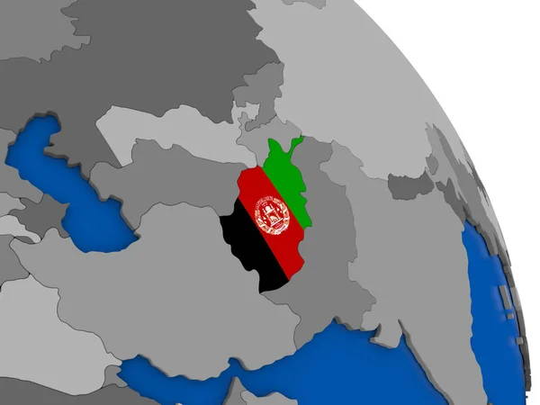 Afghánistán a vlajku na zeměkouli — Stock fotografie