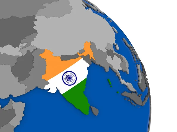 Indien och dess flagga på Globen — Stockfoto