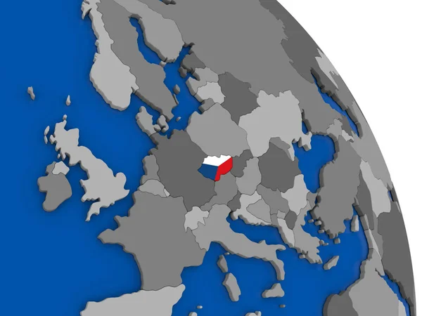 Czech republic and its flag on globe — Stock Photo, Image