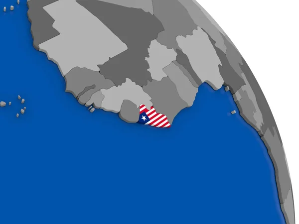 라이베리아와 지구에 그것의 깃발 — 스톡 사진