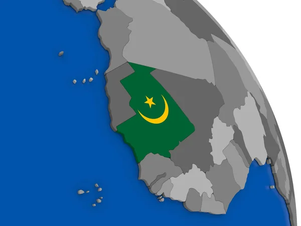 Mauritania y su bandera en el mundo —  Fotos de Stock