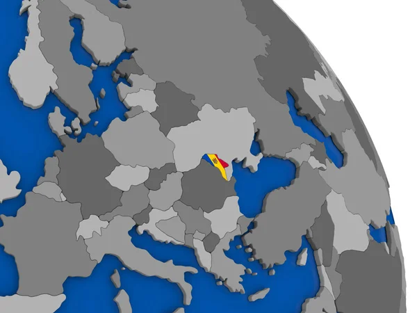 Moldova and its flag on globe — Stock Photo, Image