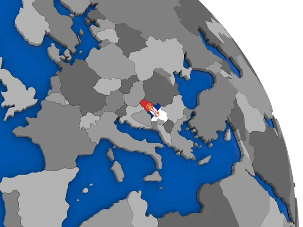 Sırbistan ve dünya üzerinde kendi bayrağı — Stok fotoğraf