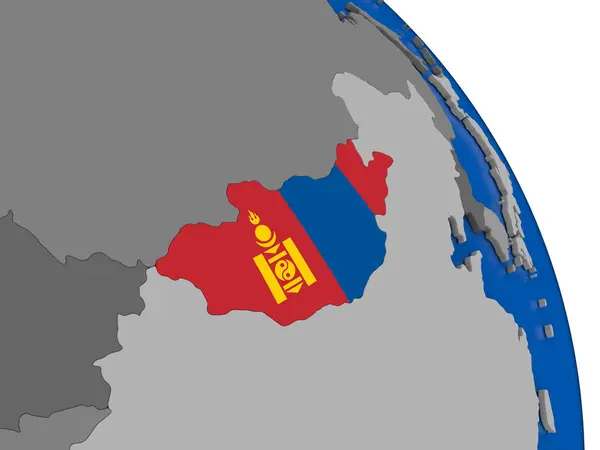 Монголия и флаг на земном шаре — стоковое фото