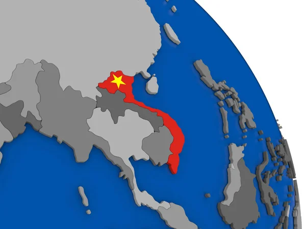 Vietnã e sua bandeira no globo — Fotografia de Stock