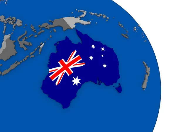 Австралия и ее флаг на земном шаре — стоковое фото